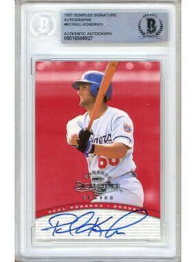 Paul Konerko Signed 1997 Donruss Signature #62 Dodgers Beckett BAS Slabbed Auto